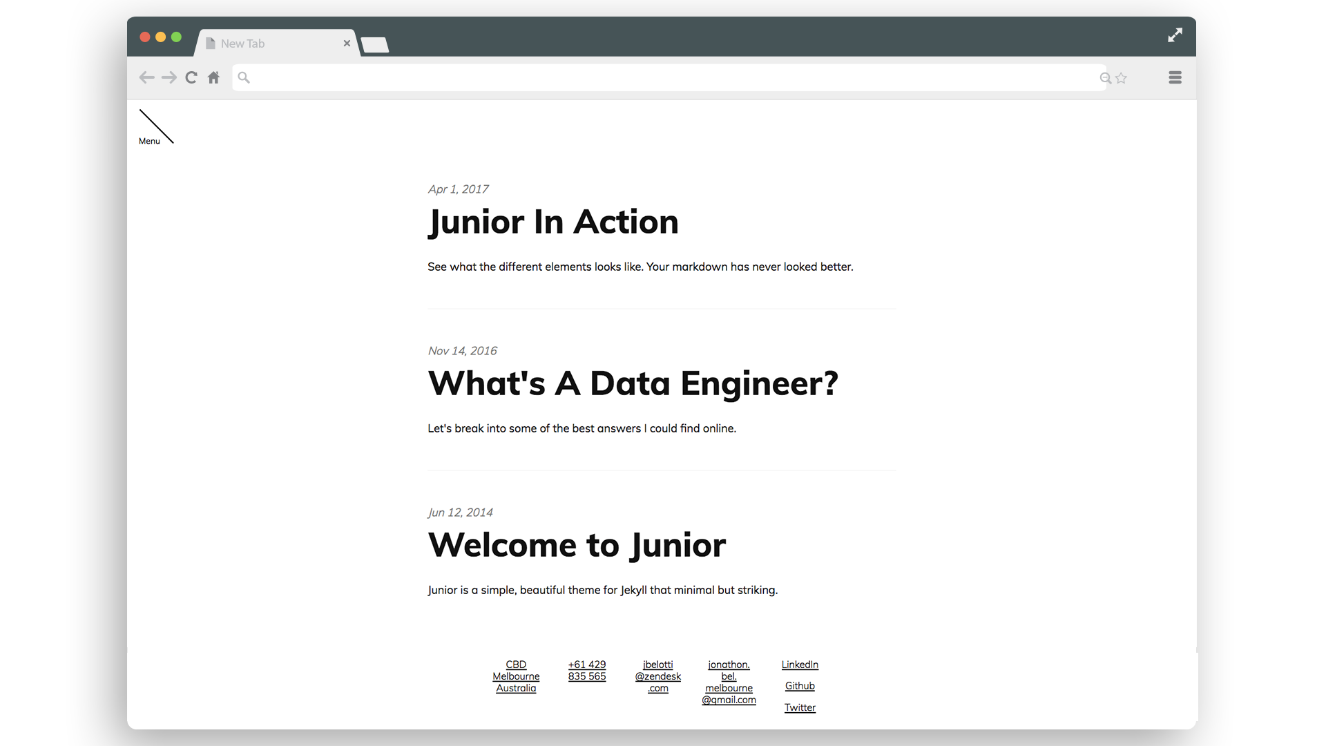 front page mockup of junior theme